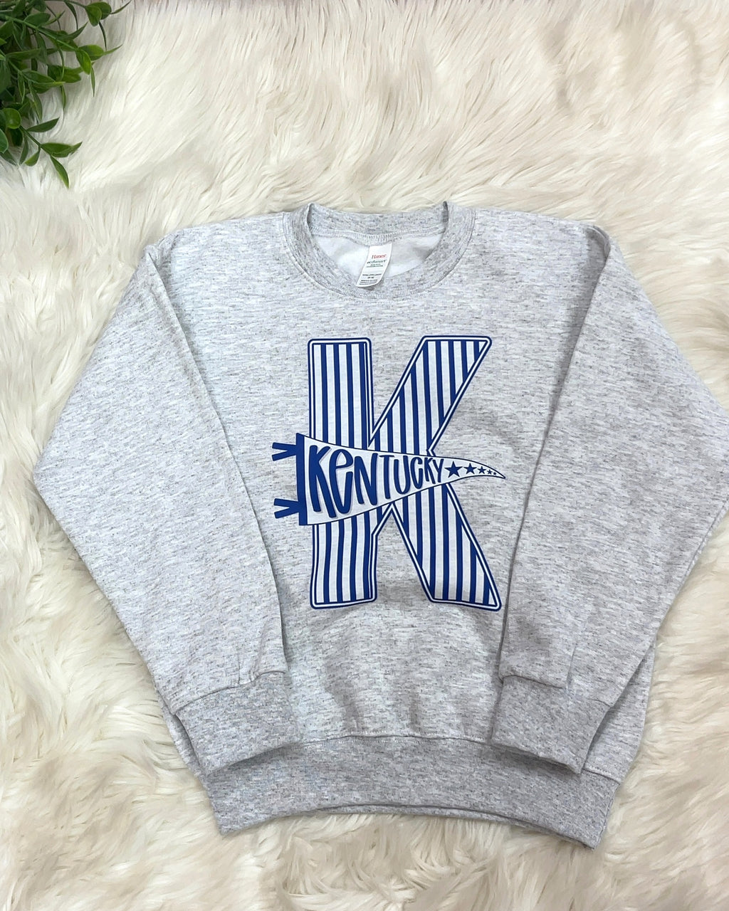 Kentucky Stripe Banner - Girls Sweatshirt Top - by Hanes - True to Size