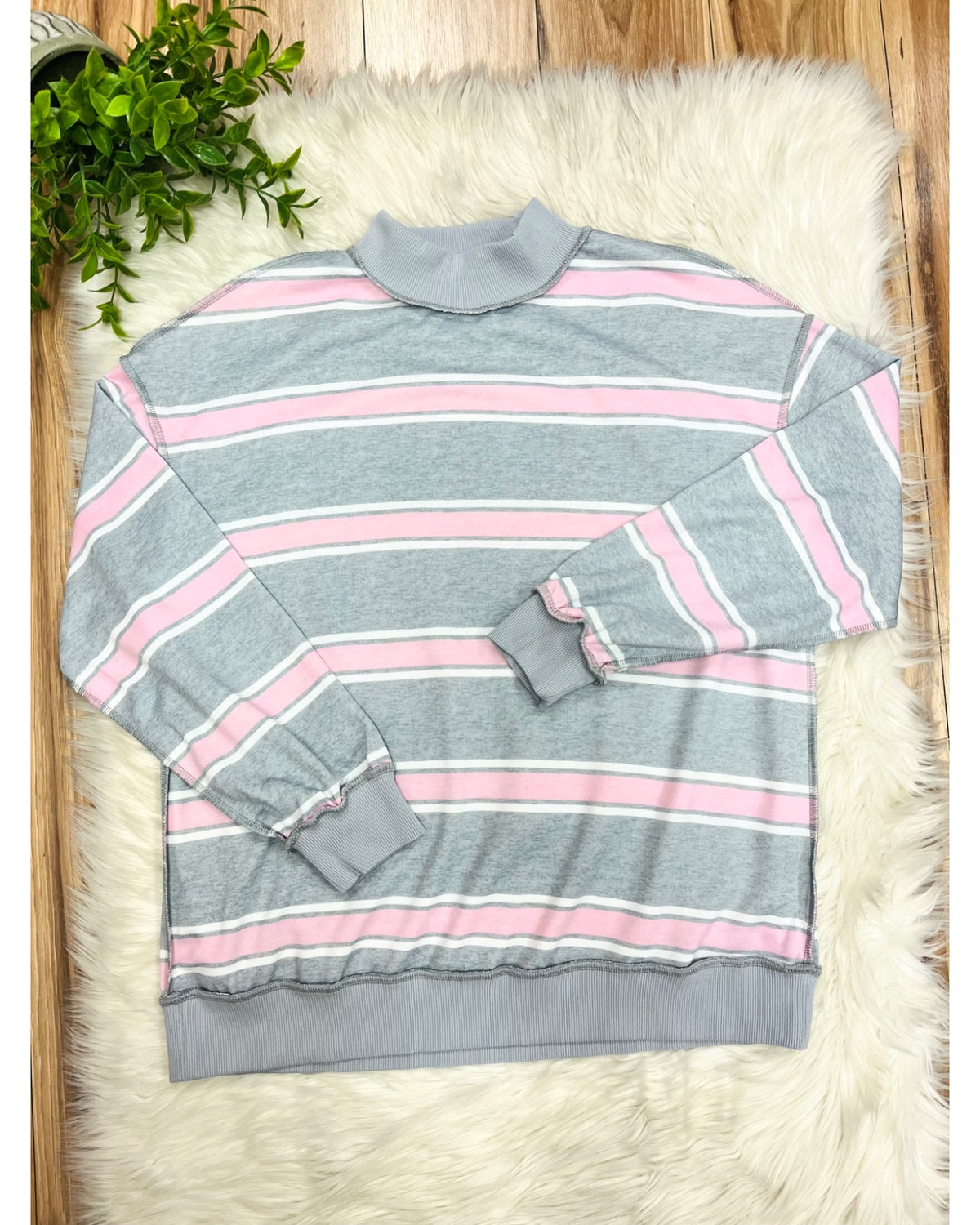 Pink & White Striped Grey Set - Women’s 2 Piece Pants Set - by Evermmee - True to Size