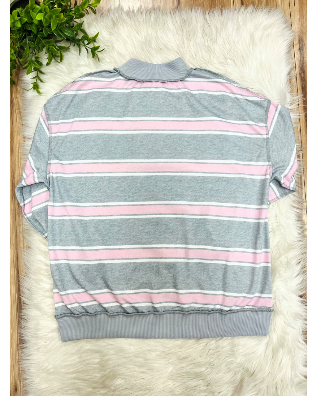 Pink & White Striped Grey Set - Women’s 2 Piece Pants Set - by Evermmee - True to Size