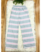 Pink & White Striped Grey Set - Women’s 2 Piece Pants Set - by Evermmee - True to Size