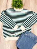 Green Cream Striped - Women’s Blouse Top - by Zenana - True to Size