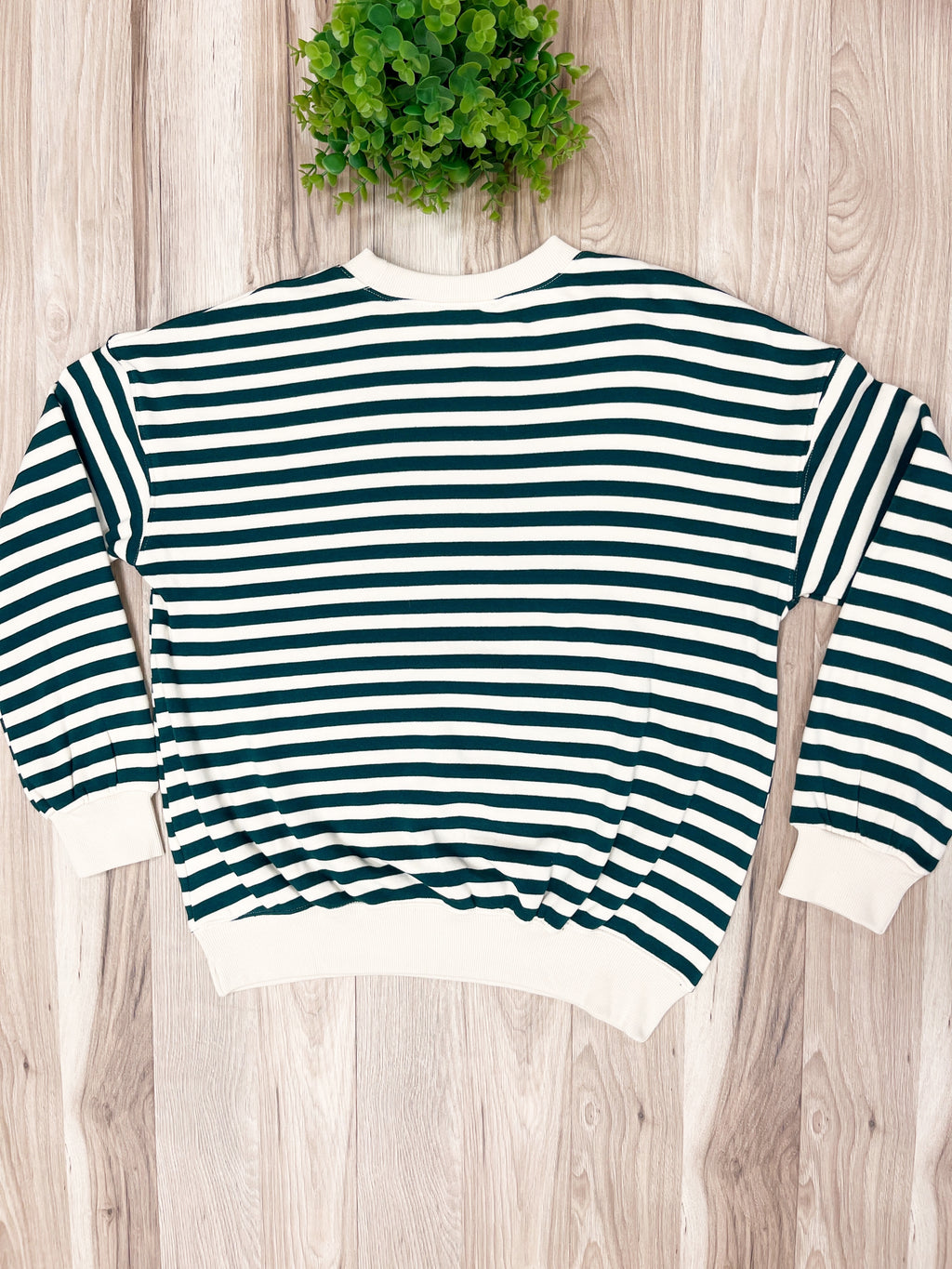 Green Cream Striped - Women’s Blouse Top - by Zenana - True to Size