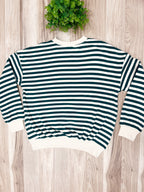 Green Cream Striped - Women’s Blouse Top - by Zenana - True to Size