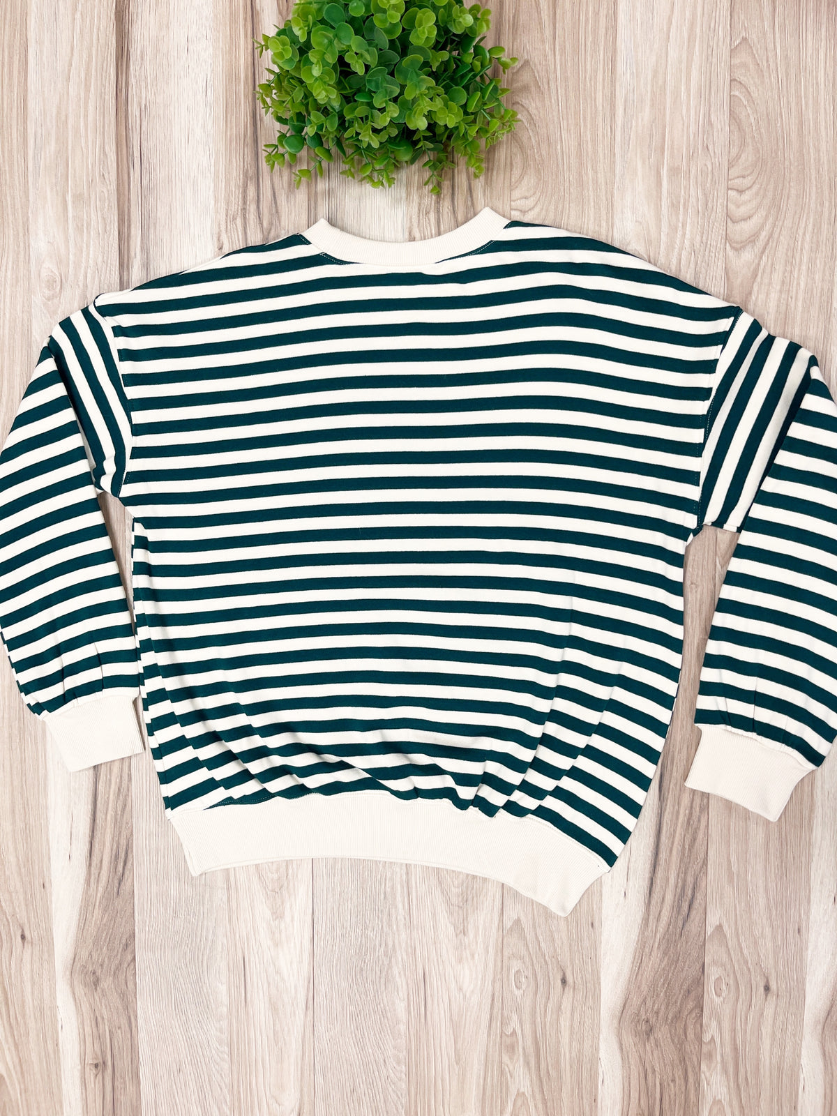 Green Cream Striped - Women’s Blouse Top - by Zenana - True to Size