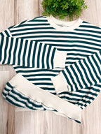 Green Cream Striped - Women’s Blouse Top - by Zenana - True to Size