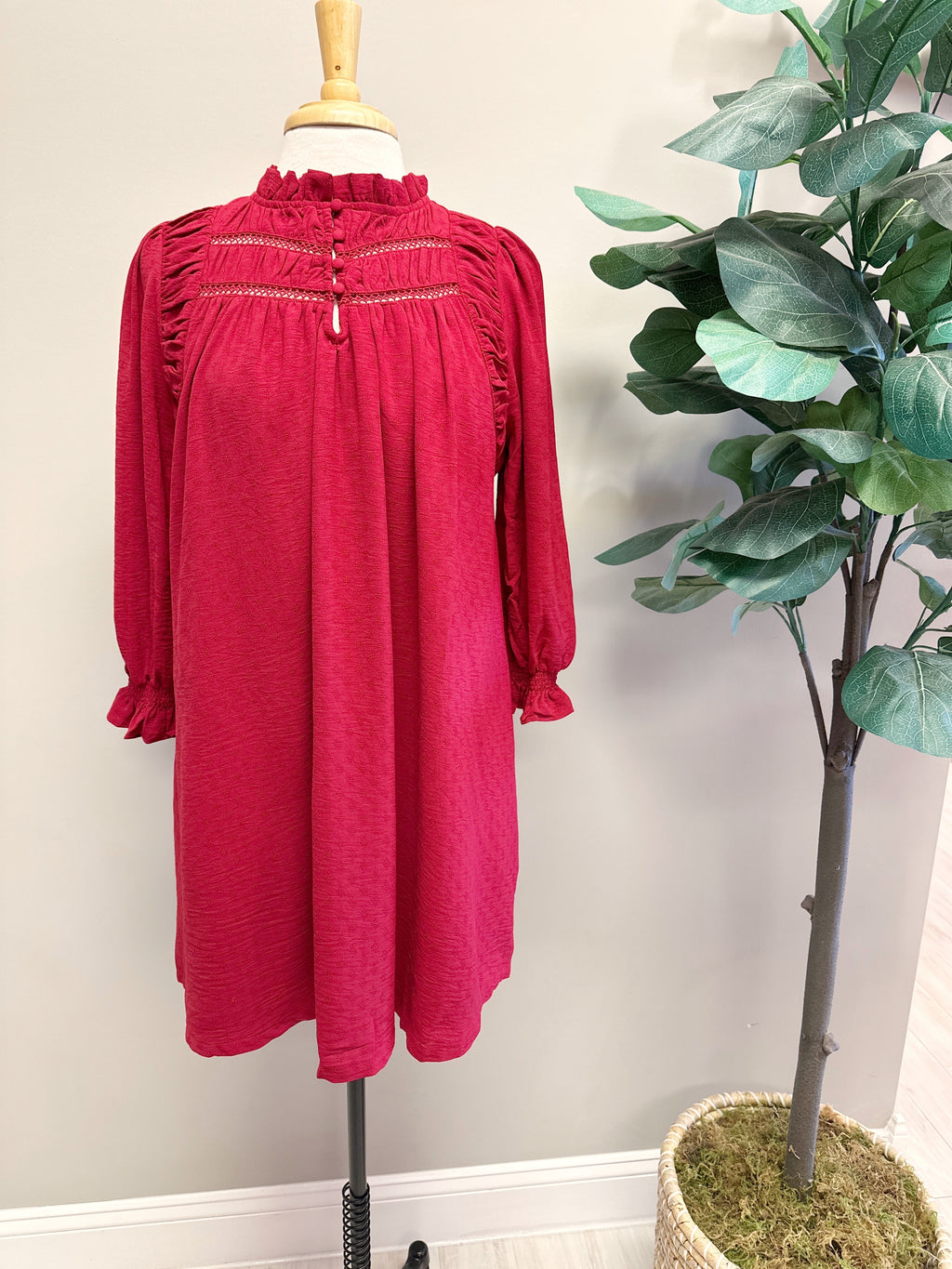 Red Button Up - Women’s Dress - by Umgee - True to Size