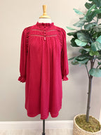 Red Button Up - Women’s Dress - by Umgee - True to Size