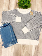 Navy Ribbed - Women’s Sweater Top - by Zenana - True to Size