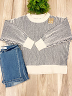 Navy Ribbed - Women’s Sweater Top - by Zenana - True to Size