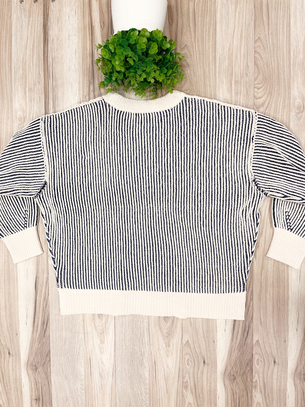 Navy Ribbed - Women’s Sweater Top - by Zenana - True to Size