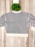 Navy Ribbed - Women’s Sweater Top - by Zenana - True to Size