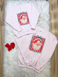 Light Pink Santa Portrait - Girls Sweatshirt Top - by Hanes