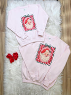 Light Pink Santa Portrait - Girls Sweatshirt Top - by Hanes