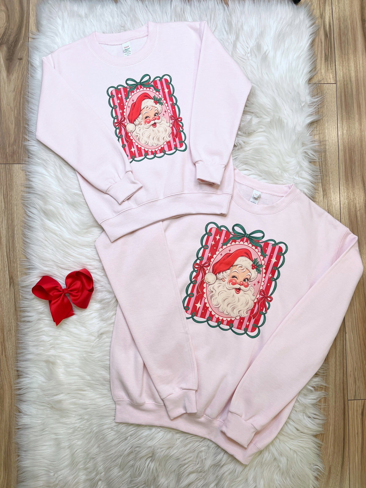 Light Pink Santa Portrait - Girls Sweatshirt Top - by Hanes