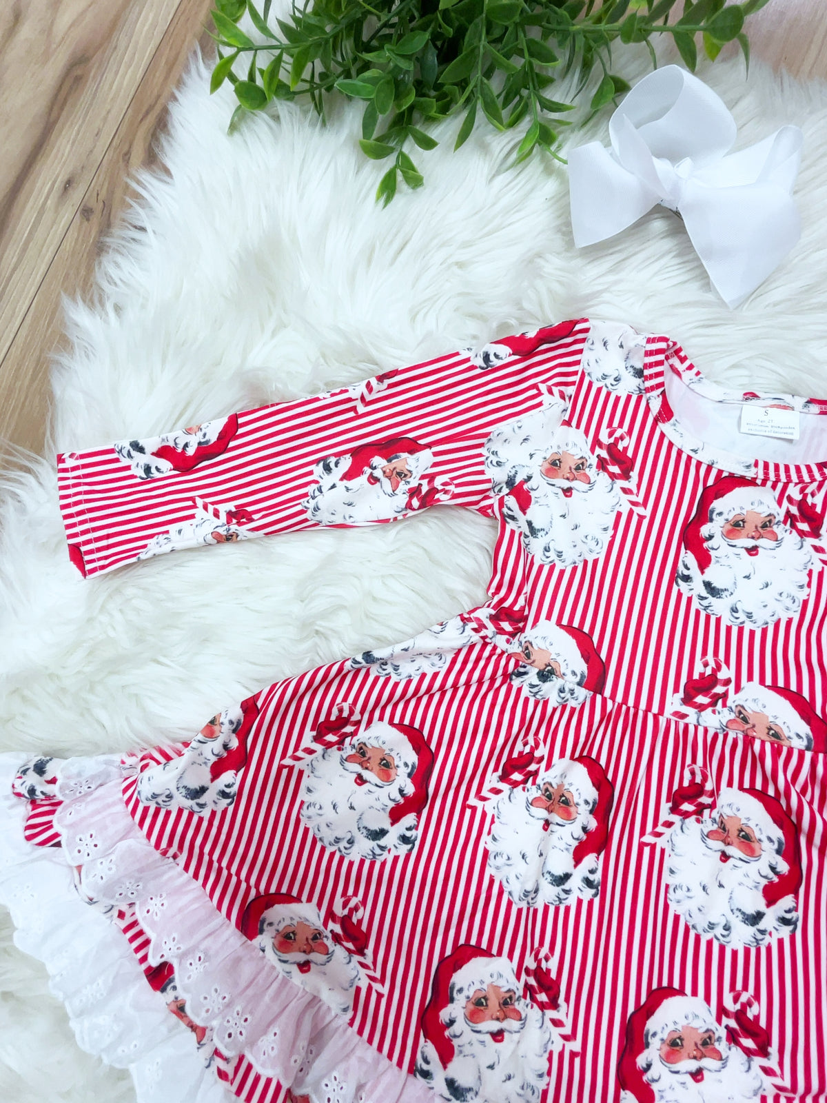 Red Striped Santa - Girls Dress - by Mini Mee - True to Size