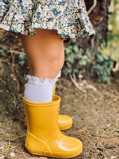 Size 6-18m Lace Top Knee High Socks White