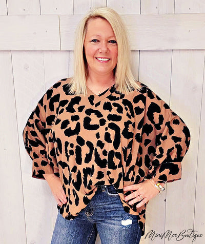 Cheetah Print V-Neck Top - Mini Mee Boutique