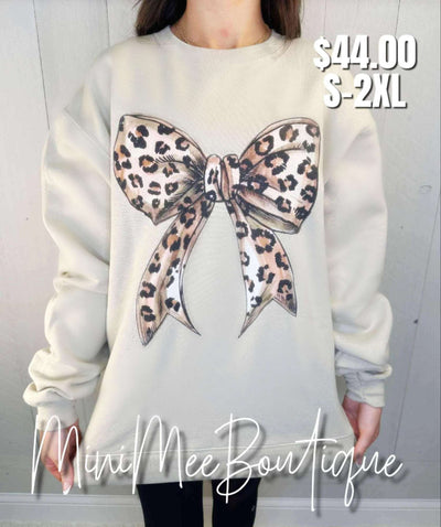 Cheetah Bow Sweatshirt - Mini Mee Boutique