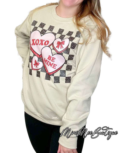 "Be Mine" Hearts Graphic Sweatshirt - Mini Mee Boutique