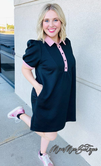 Black/Pink Polo Women's Dress - Mini Mee Boutique