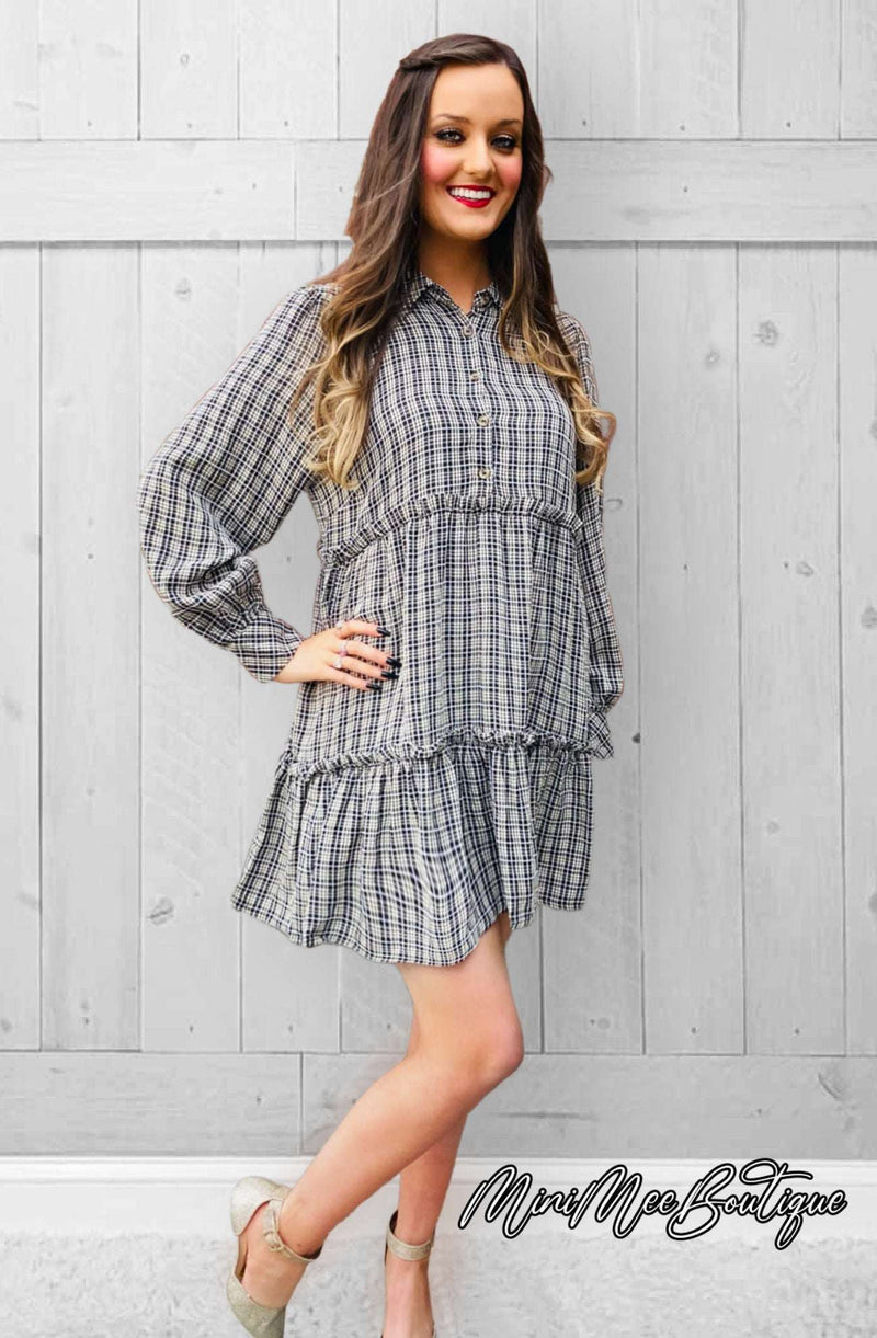 Plaid Striped Ruffle Dress - Mini Mee Boutique