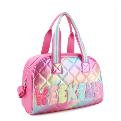 'Weekend' Quilted Metallic Ombre Medium Duffle Bag - Mini Mee Boutique