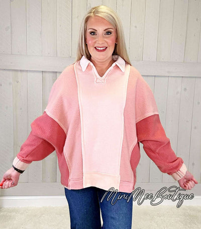 Oversized Pink Polo Sweater