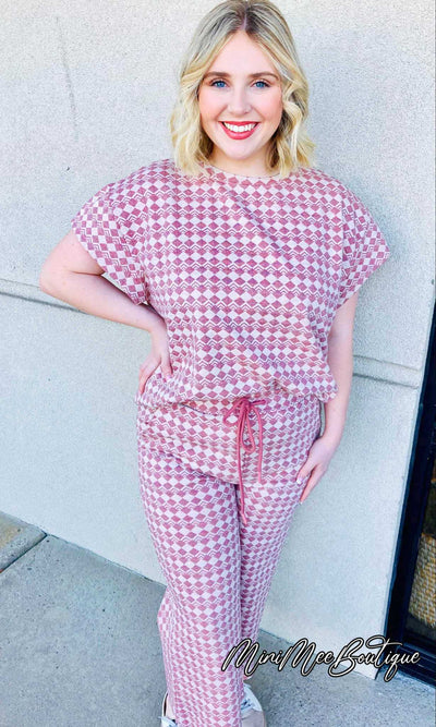 Pink Diamond Pattern 2 Piece Set - Mini Mee Boutique