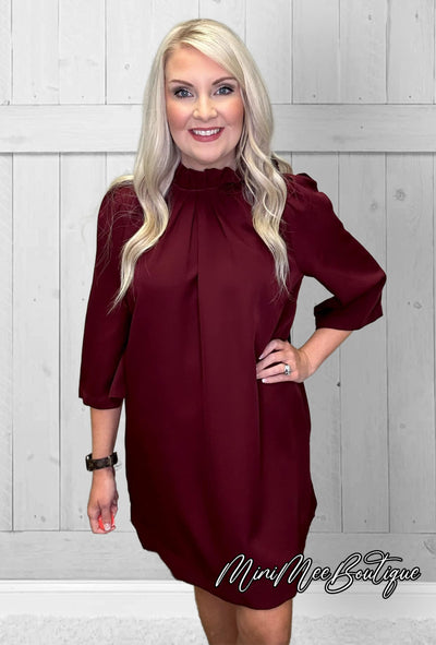 Burgundy Dress - Mini Mee Boutique