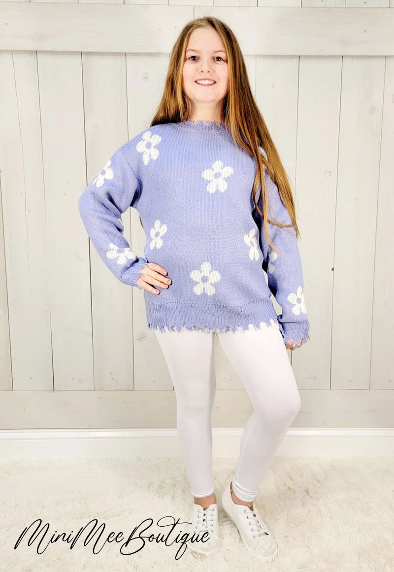 Violet Flower Sweater