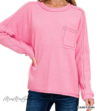 Solid Tops with Double Stitched Pocket (Multiple Colors) - Mini Mee Boutique