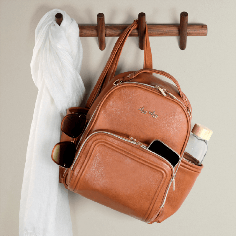 Itzy Mini Plus Cognac Diaper Bag Backpack - Mini Mee Boutique