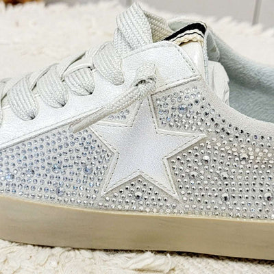 Girls Silver Rhinestone Sneaker