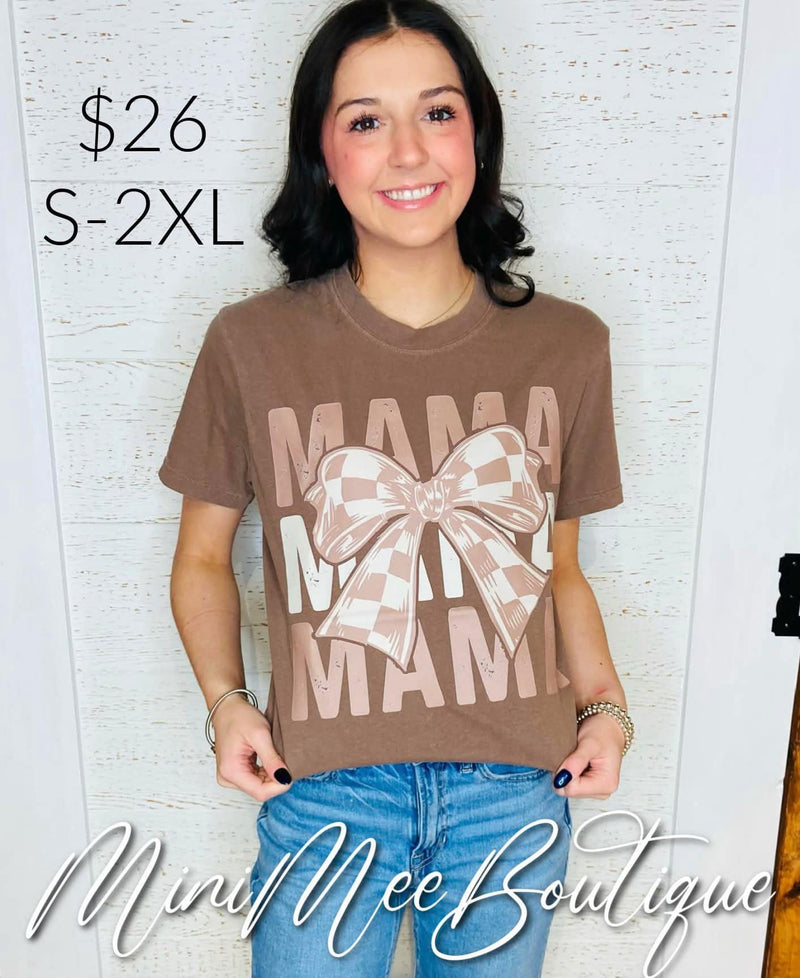 Mama Bow Tee Brown - Mini Mee Boutique