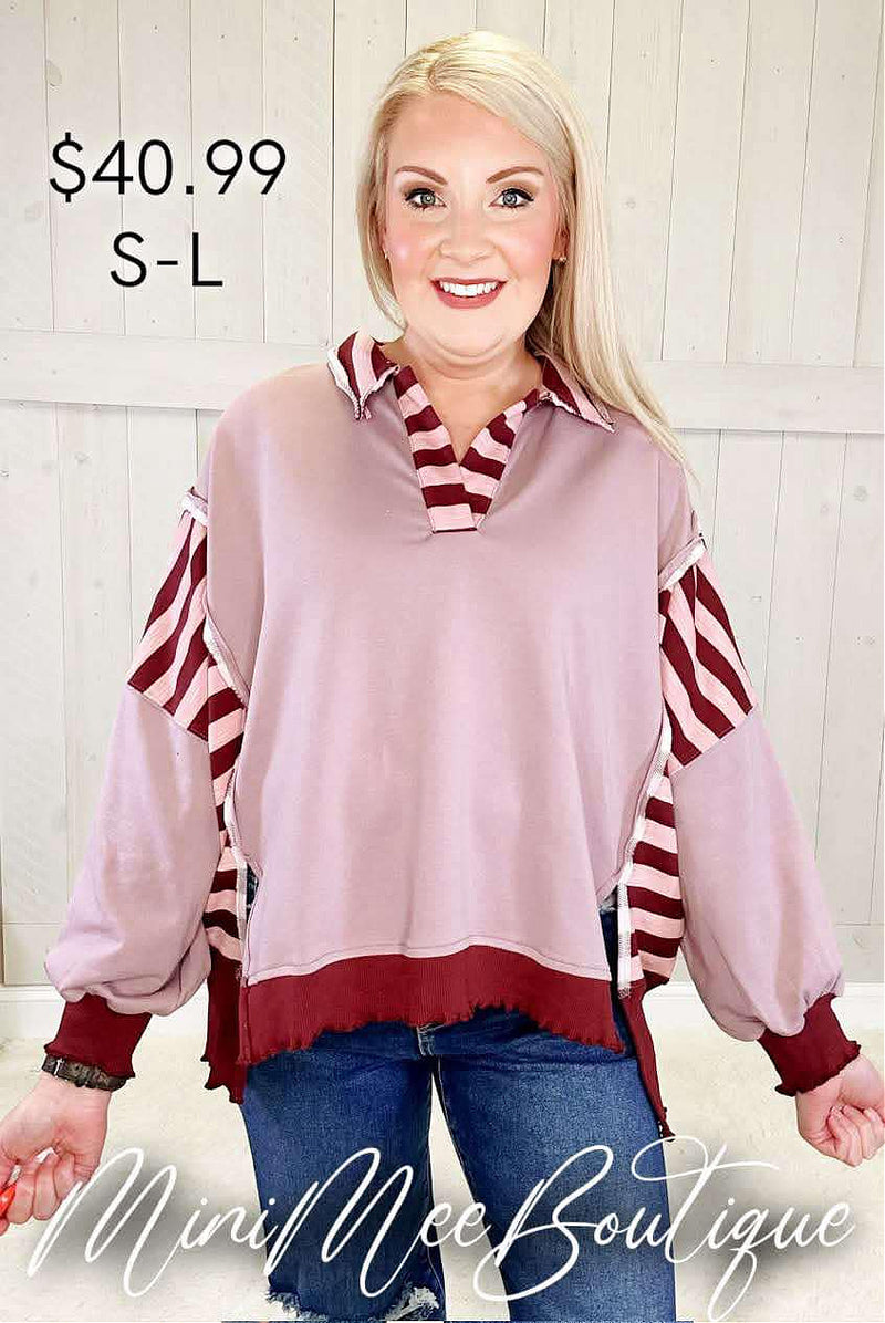 Purple/Burgundy Oversized Pullover - Mini Mee Boutique