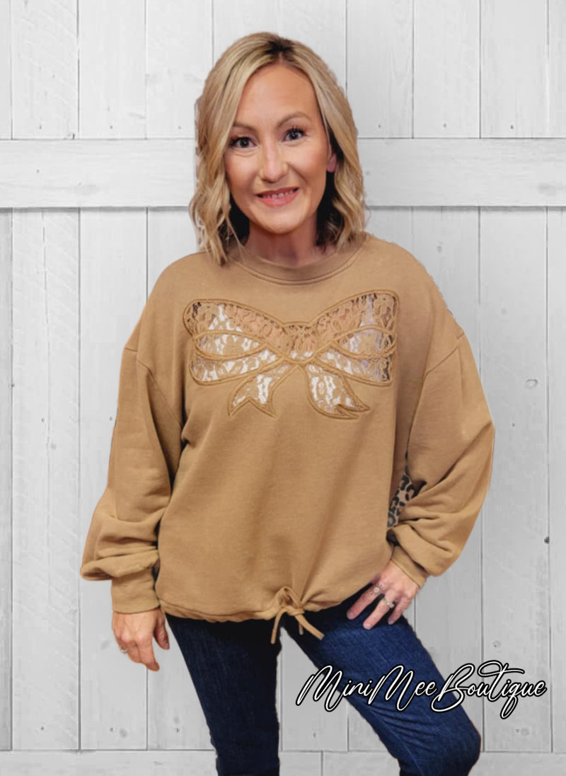 Lace Bow Sweatershirt - Mini Mee Boutique