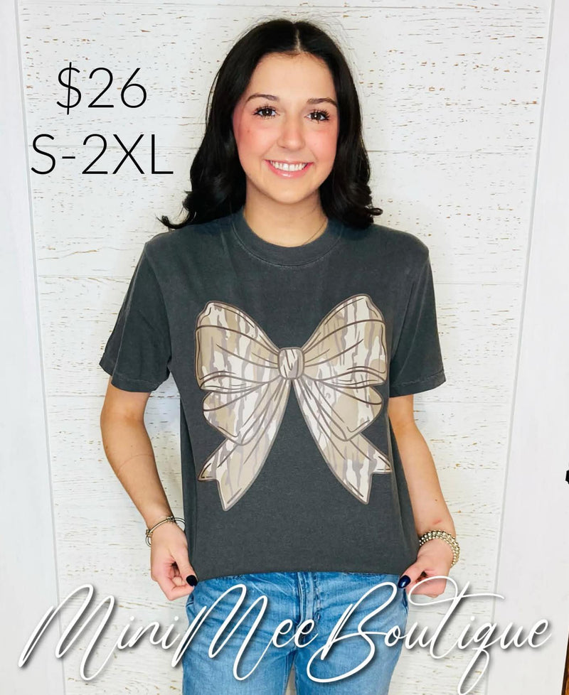 Camo Bow Tee - Mini Mee Boutique