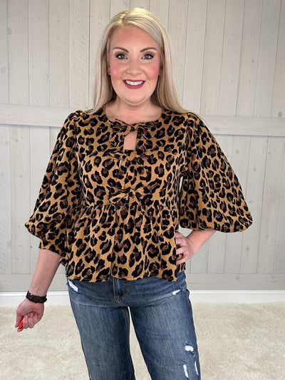 Cheetah Bow Blouse - Mini Mee Boutique