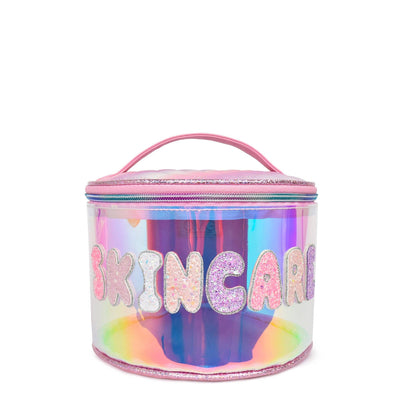 'Skincare' Glazed Clear Rounded Glam Bag - Mini Mee Boutique