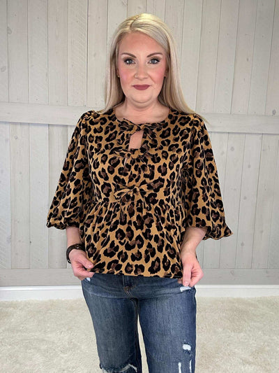 Cheetah Bow Blouse - Mini Mee Boutique