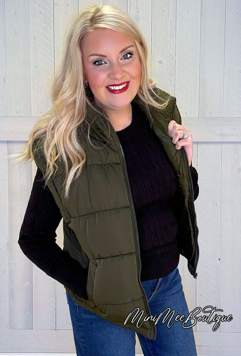 Green Puffy Vest - Mini Mee Boutique