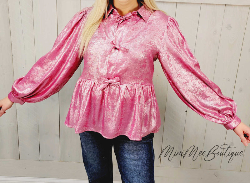 Pink Shimmering Top - Mini Mee Boutique