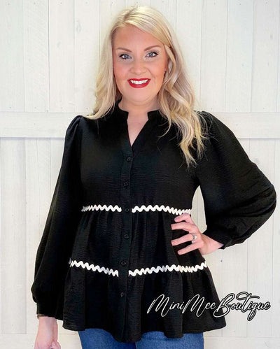 Black Button Up Top - Mini Mee Boutique