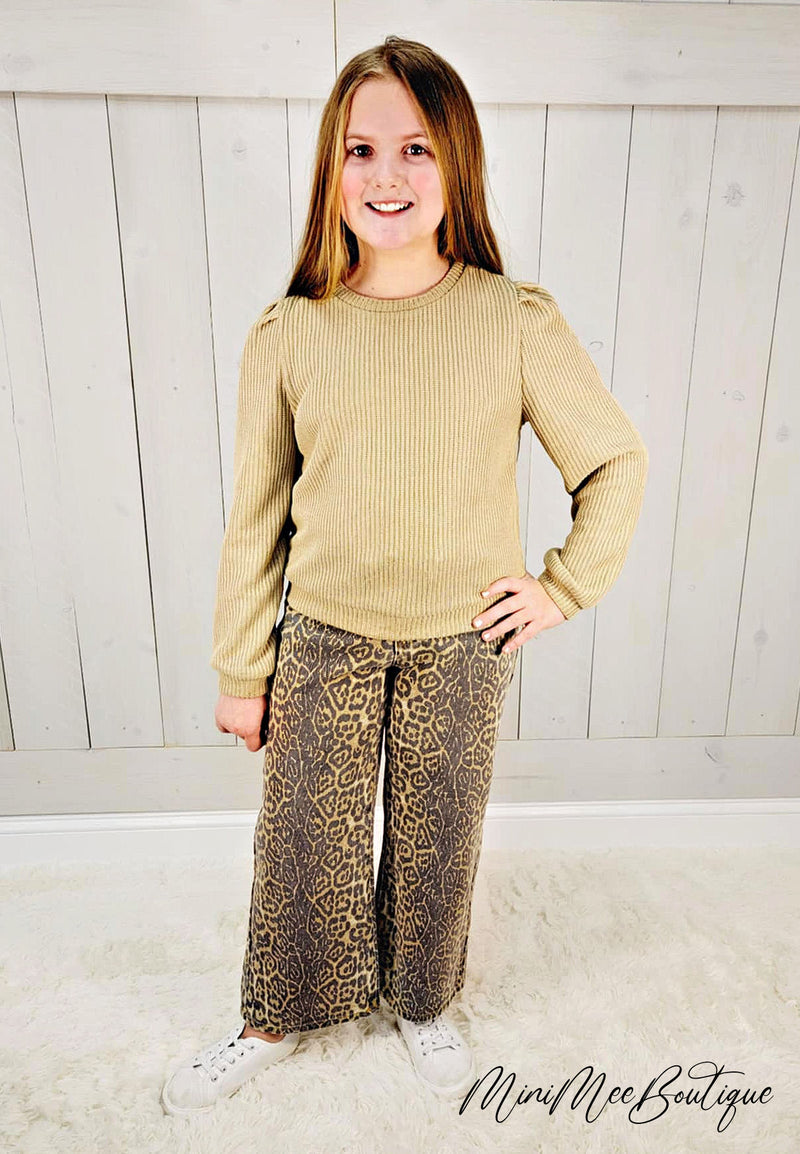 Girls Tan Long Sleeve Top - Mini Mee Boutique