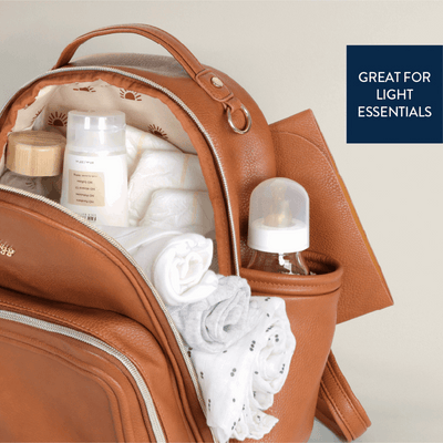 Itzy Mini Plus Cognac Diaper Bag Backpack - Mini Mee Boutique