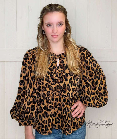 Cheetah Bow Blouse - Mini Mee Boutique