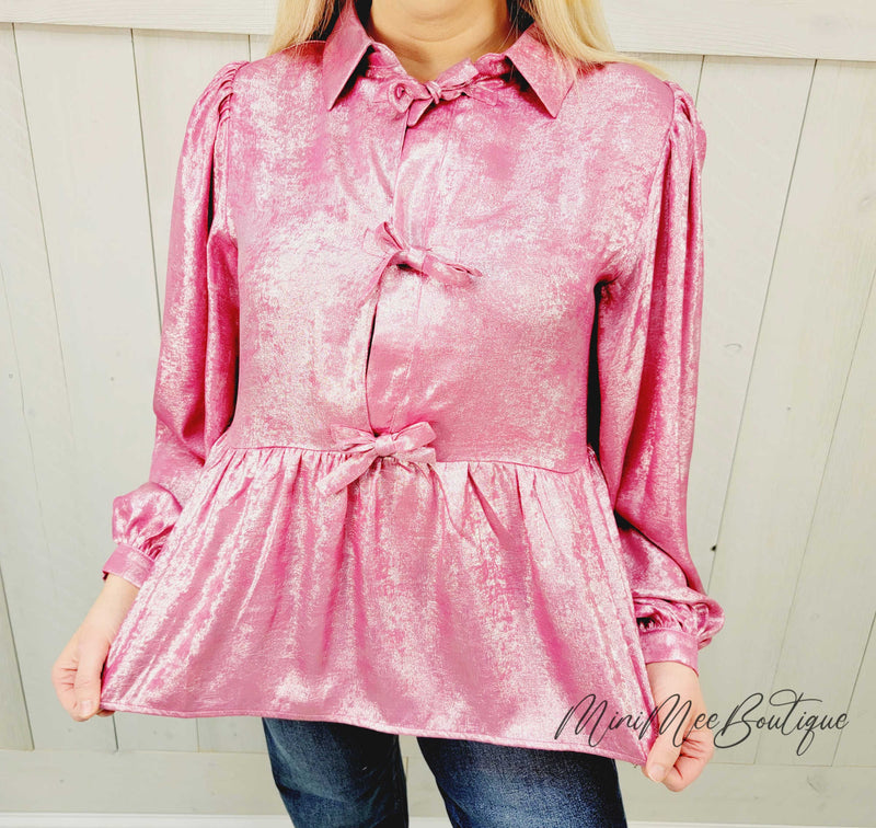 Pink Shimmering Top - Mini Mee Boutique