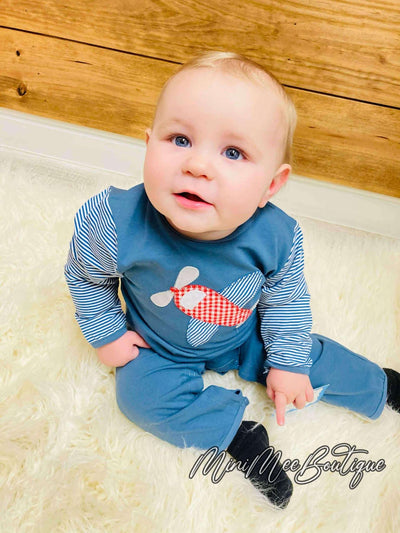 Boy's Airplane Romper - Mini Mee Boutique