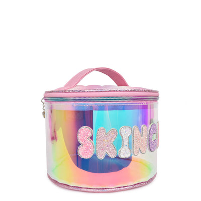 'Skincare' Glazed Clear Rounded Glam Bag - Mini Mee Boutique