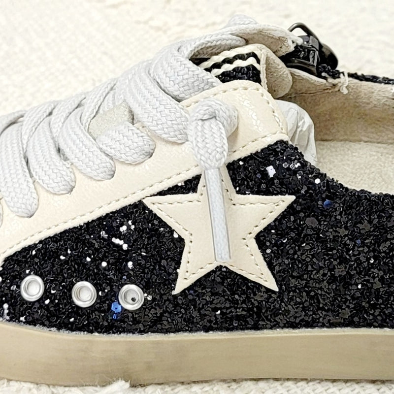 Girls Black Glitter Sneaker - Mini Mee Boutique